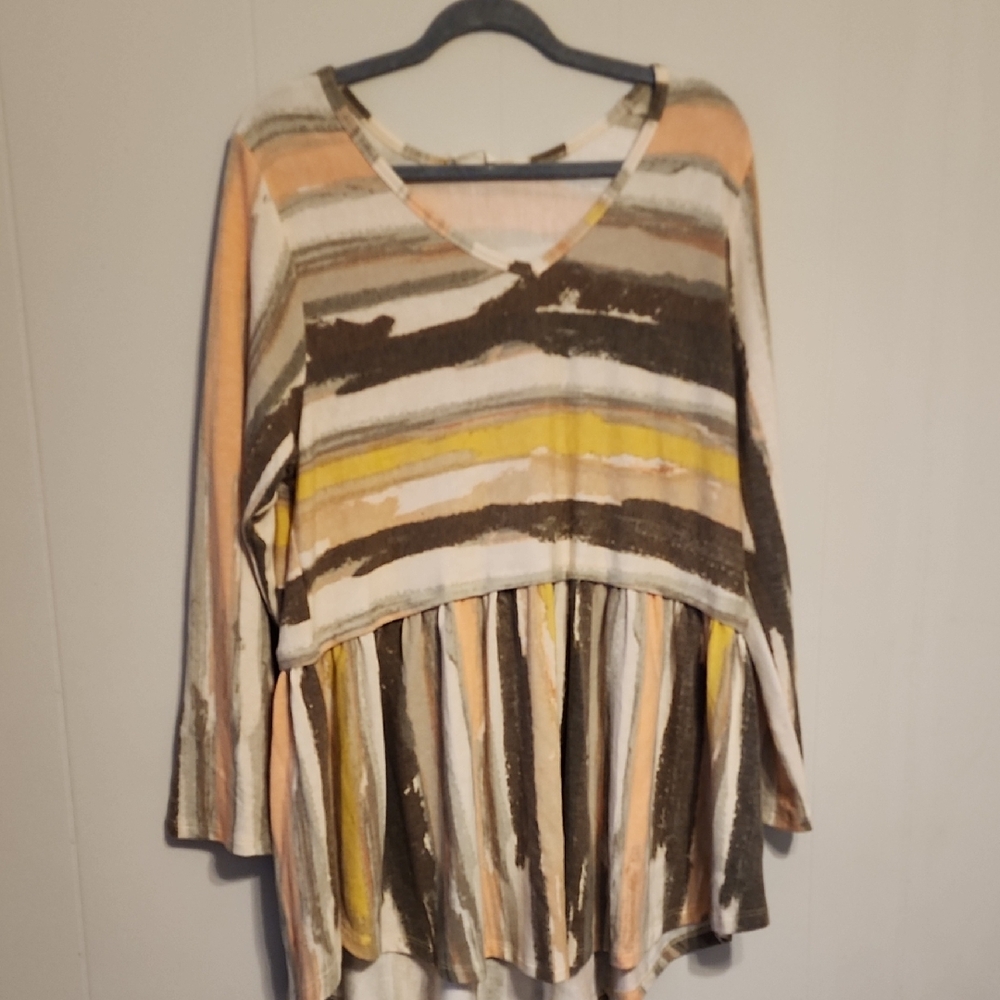 Vibrant Striped V-Neck Women's Blouse